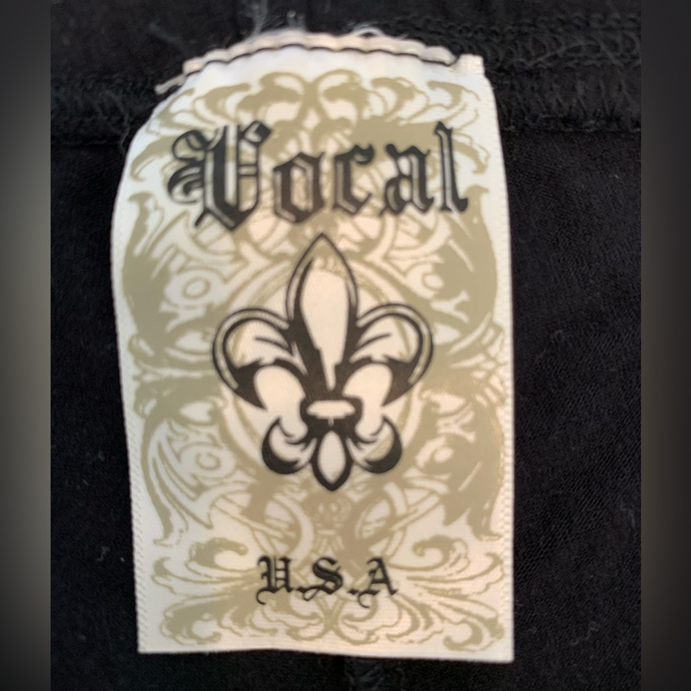 VOCAL APPAREL Black Leggings Rhinestone Stripes Smoky Quarts Look Women’s Small - Picture 9 of 14